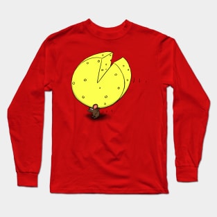 Cute mouse carrying big cheese Long Sleeve T-Shirt